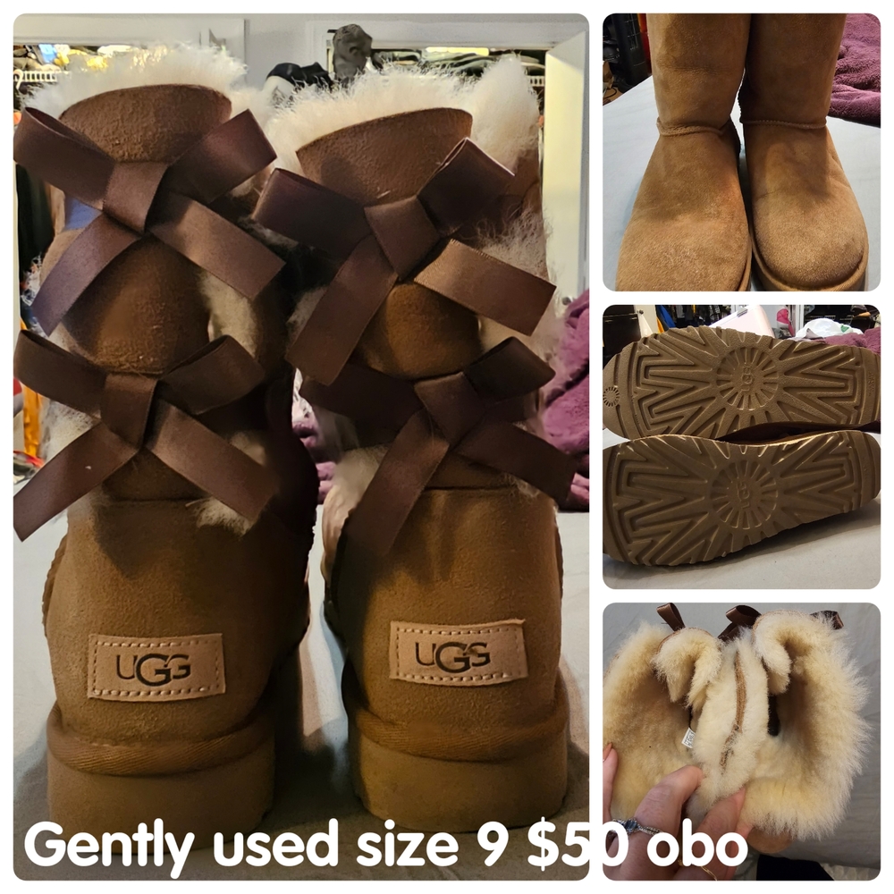 UGG Tan Bailey Boots with Bows